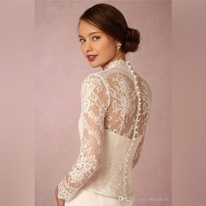 BHLDN Anthropologie Ivory Lace Wedding Jacket/Bolero